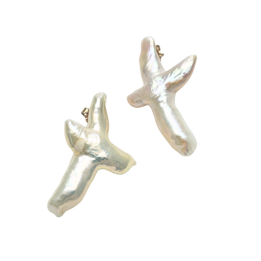 Silver bird-shaped earrings on a white background