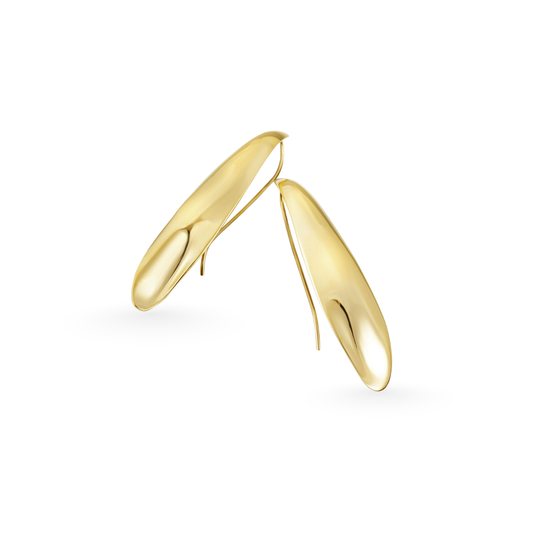 Gold earrings on a white background